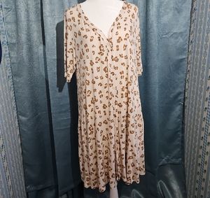 Agnes & Dora Cream and Brown Midi Dress